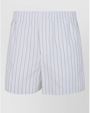 Ami Paris Elastic Shorts Striped Pattern Side And Back Pockets - White