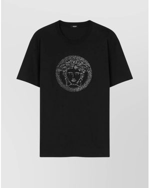Versace Medusa Crew Neck Cotton Jersey T-Shirt - Black