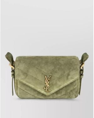Saint Laurent Suede Leather Clutch Bag - Green