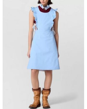 Miu Miu Dress Cross Back Design Ruffled Straps - Blue