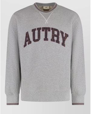 Autry Logo Cotton Blend Crew Neck Sweatshirt - Gray