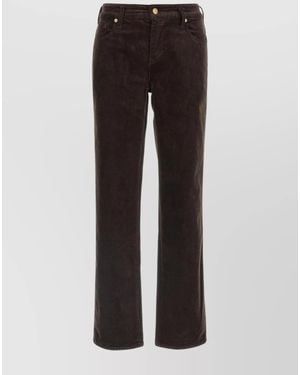 7 For All Mankind Corduroy Mid-Rise Straight-Leg Trousers - Black
