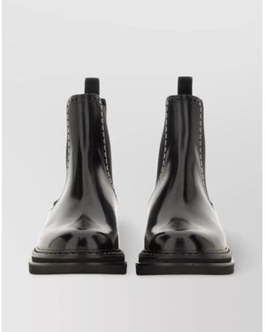Dolce & Gabbana Chunky Sole Leather Ankle Boot - Black