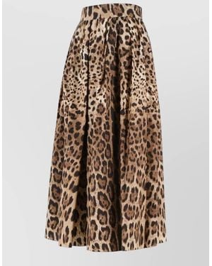 Dolce & Gabbana Animal Print High Waisted Midi Skirt - Natural