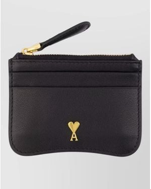 Ami Paris Paris Logo Leather Cardholder Keyring - Black