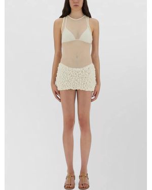 Selia Richwood Mini Dress Poncik Fitted Sleeveless Sheer - Natural