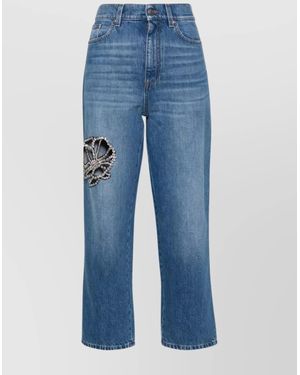 Stella McCartney Crystal Embellished Cutout Cropped Jeans - Blue