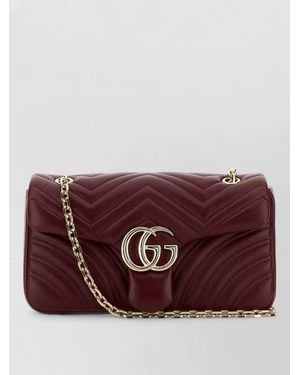 Gucci Medium Gg Marmont Nappa Leather Shoulder Bag - Purple