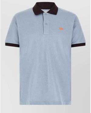 Lacoste Polo Shirt Logo Detail Contrasting Collar - Blue