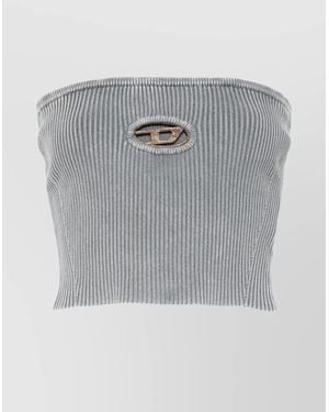 DIESEL Cotton Ribbed Slim-Fit Long-Sleeve Top - Grey