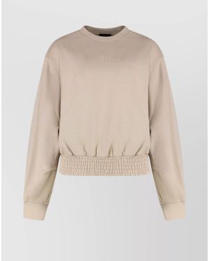 Moncler Cotton Crew-Neck Sweatshirt - Natural