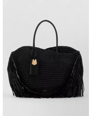 Ferragamo Soft Bag Raffia Shoulder Bag - Black
