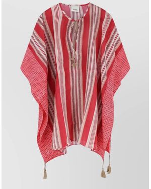 Isabel Marant Beachwear Loose Fit Short Sleeve Stripes Tassels - Red