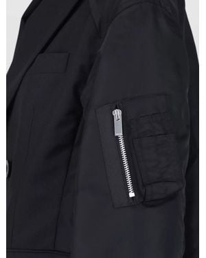 Sacai Tailored Coat Back Slit Ribbed Cuffs Zip Pocket - Blue