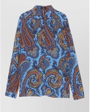 Etro Paisley Shirt Long Sleeves Relaxed Fit - Blue