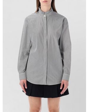 A.P.C. Striped Frill Collar Cotton Shirt - Grey