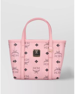 MCM Structured Tote Bag With Top Handles And Detachable Strap - Pink
