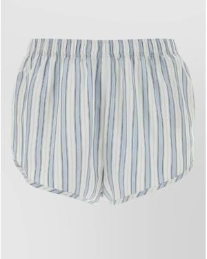 Gucci Silk Shorts Lightweight Fabric Striped Pattern - Blue