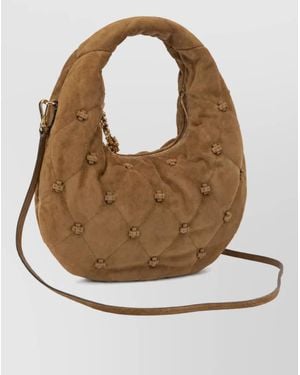Tory Burch Small Suede Shoulder Bag - Natural