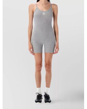 adidas Originals Ribbed Short Jumpsuit - Grey