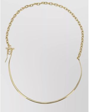 Ferragamo Gancini Necklace Tone Chain Pendant - White