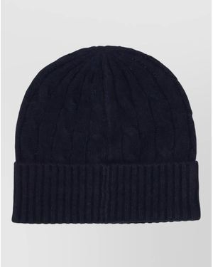 Ralph Lauren Cable Knit Beanie Hat Ribbed Cuff - Blue