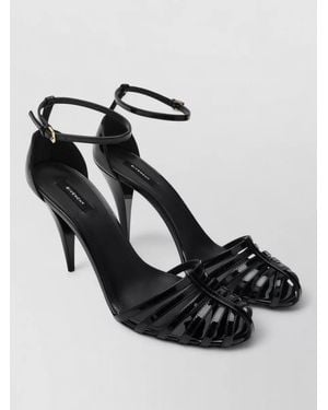 Givenchy Cage Heel Sandals Patent Leather Ankle Strap - Black
