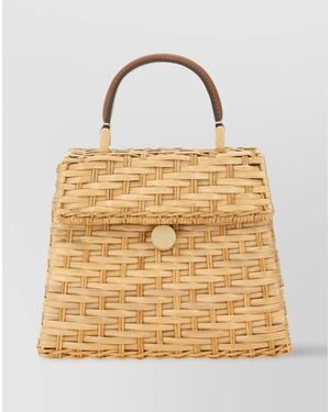 Cult Gaia "Sybil" Woven Texture Top Handle Bag - Natural