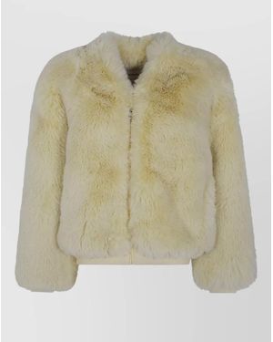 Frankie Shop Faux Fur Collarless Jacket - Green