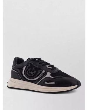 Pinko Leather Panelled Low-Top Trainers - Black