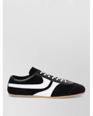 Dries Van Noten Stripe Detail Leather Trim Suede Trainers - Black