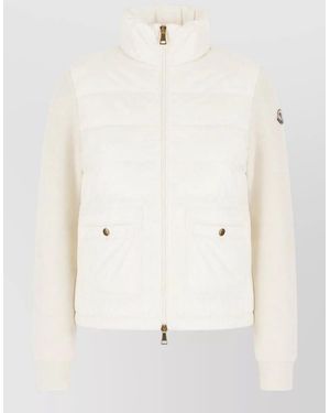 Moncler Jacket Front Pockets High Collar Quilted - Natural