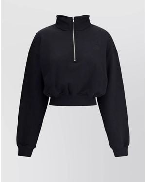 ÉTERNE Cropped Half-Zip Sweatshirt - Blue