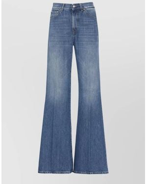Dondup Flared Straight Leg Denim Five Pocket Pants - Blue