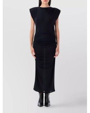 Isabel Marant Slim-Fit Boat Neck Pleated Maxi Dress - Blue