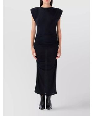 Isabel Marant Slim-Fit Boat Neck Pleated Maxi Dress - Blue