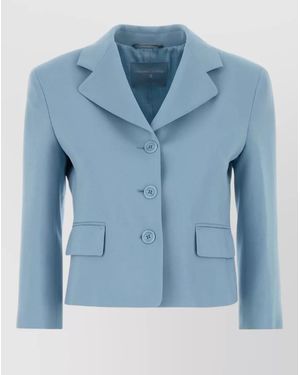 Ermanno Scervino Twill Blazer Long Sleeves Notch Lapel - Blue