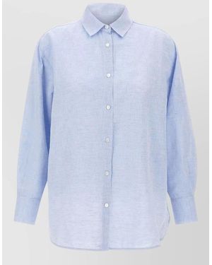 Woolrich Cotton Linen Boyfriend Shirt - Blue