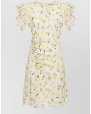 Mar De Margaritas Knee Length Dress Lemon Motif - Metallic