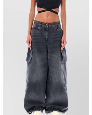Palm Angels Denim Oversized Wide-Leg Pants - Blue