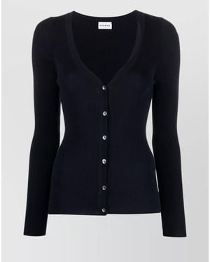 P.A.R.O.S.H. Ribbed Knit V-Neck Cardigan - Black