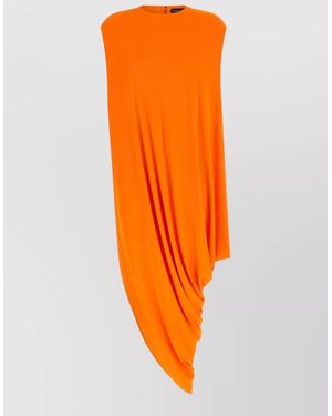Tom Ford Asymmetric Draped Sleeveless Dress Top - Orange