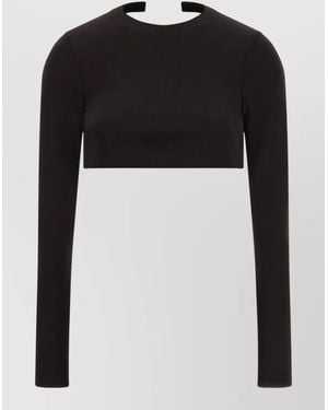 Tom Ford Long Sleeve Crop Top Open Back - Black