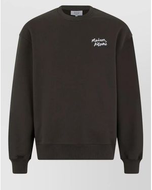 Maison Kitsuné Cotton Logo-Print Crew-Neck Sweatshirt - Grey