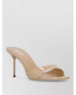 Paris Texas Patent Stiletto Heel Round Toe Mules - Natural