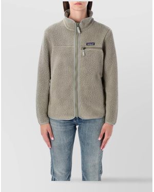 Patagonia Fleece Jacket With Stand-Up Collar And Pockets - Gray