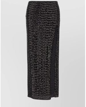 Oséree Sequin High-Slit Maxi Skirt - Black