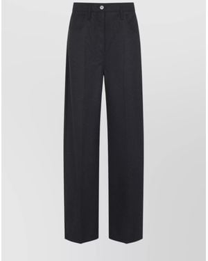 Prada Virgin Wool Wide-Leg Pants - Blue