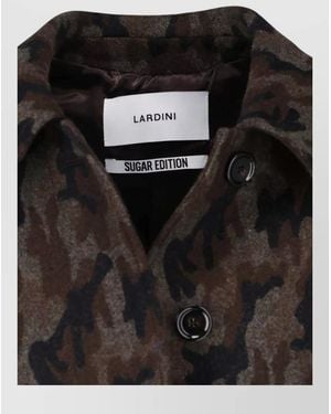 Lardini Long Coat Tailored Collar Belted Pockets - Black