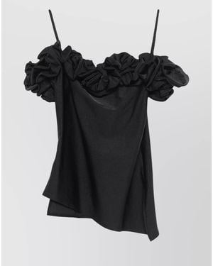 Coperni Asymmetric Off-Shoulder Blouse - Black
